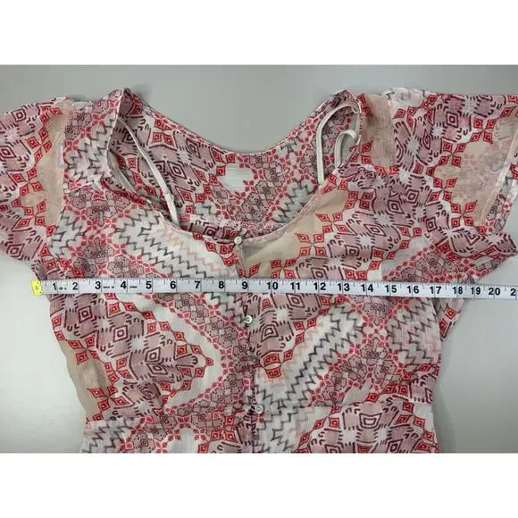 Express Women Sheer Aztec Button Front Maxi Dress Size M Coachella Festival Boho - Picture 10 of 16